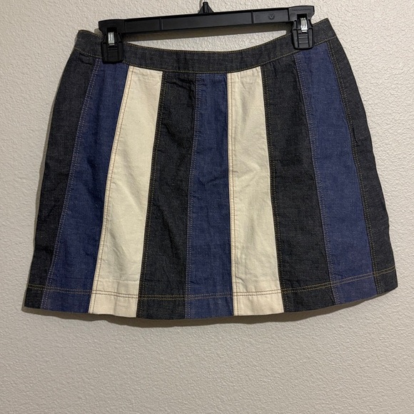 Derek Lam Colorblock Denim Mini Skirt - Black, Blue, and Cream - Picture 5 of 6